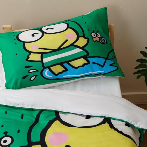 Image of CLOTHKNOW Frog Toddler Bedding Sets for Boys, 4 Pieces Bedding Sets, Cute Animal Cartoon Pattern, Soft Crib Bed Set Including Comforter, Flat Sheet, Fitted Sheet and Pillowcase