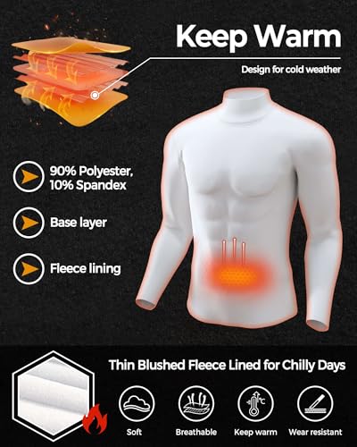 5 or 4 Pack Thermal Shirts for Men Turtle Neck Fleece Lined Long Sleeve Tops Workout Base Layer Winter Gear2