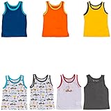 ITALIAN APPAREL - Toddler & Boys and Girls Shirts Tank TOP - Pack of 7-100% Cotton Imported - Kids Uniforms Clothes Basics Multicolor and Cool Printing Tshirts Underwear