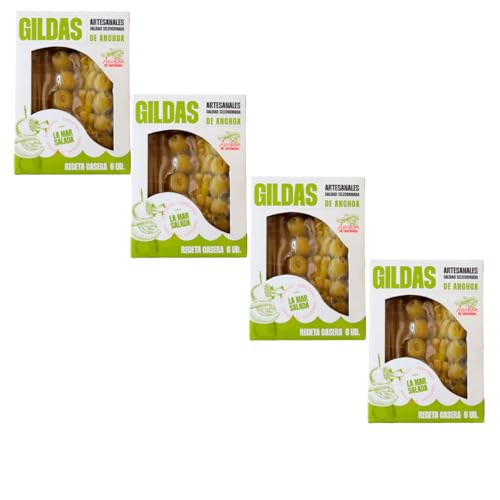 LA MAR SALADA, Gilda Artesanal del Cantábrico, en Aceite de Girasol, Tarrinas de 240 grs de 6 unds (Pack de 4)