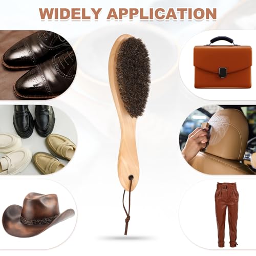Cepillos para pulir botas de cuero y tela con mango ergonómico largo de madera de haya 8