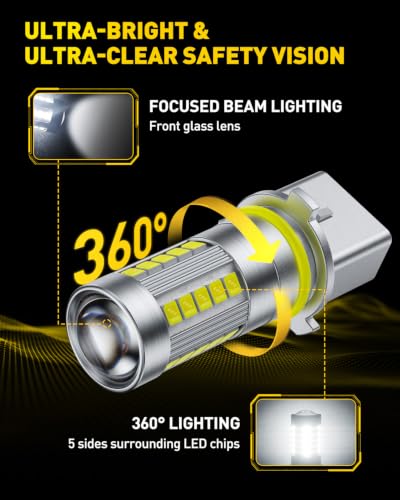 Image of AUXITO PSX26W /12278 /H28W LED Fog Light Bulbs, 6500K Cool White CSP LED Fog Lights, True 1:1 Mini Size Replacement Fog Bulb, 360 Full Illumination, Play and Plug, Pack of 2