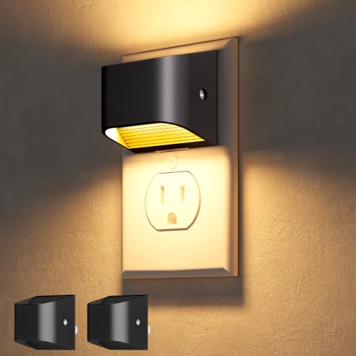 Image of NIORSUN Night Lights Plug Into Wall, 2 Pack, 3000K, Auto On /Off, Black