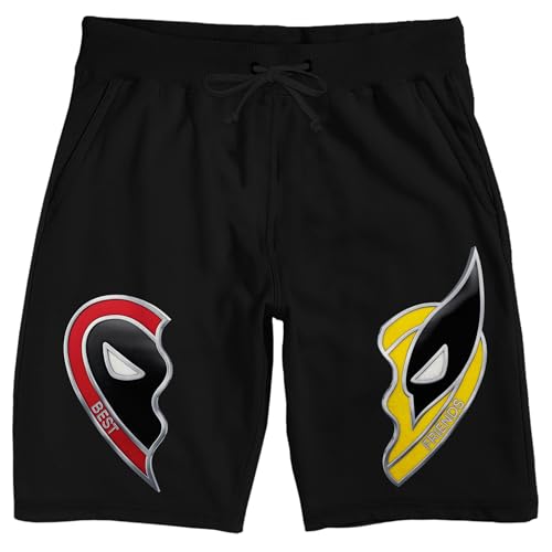 Deadpool 3 Deadpool and Wolverine Best Friends Necklace Men's Black Sleep Pajama Shorts
