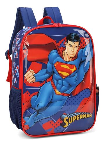 luxcel, Mochila De Costas Infantil Menino Escolar Luxo Super Man Cor:Azul