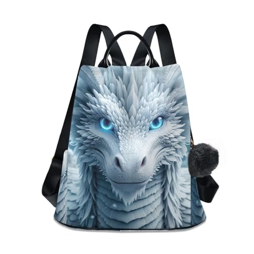 Mochila de moda antirrobo impermeable White Dragon con apertura trasera de seguridad