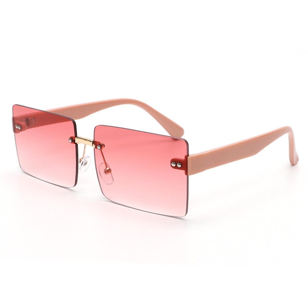 Lunettes de soleil à rivets carrés et verres dégradés sans monture chic