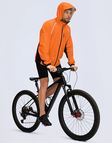 Image of Bikewa Men's Cycling Rain Jackets Waterproof Running Bike Windbreaker Lightweight Packable Hooded Jacket