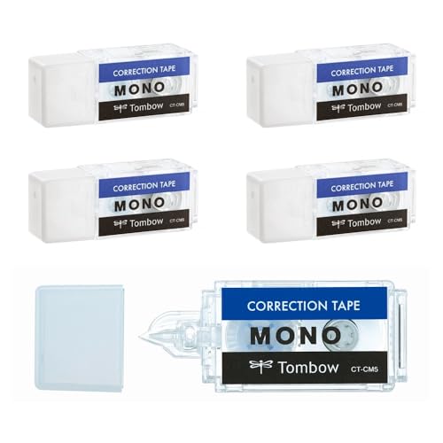 トンボ鉛筆 修正テープ 5mm MONO モノ ポケット (モノ消しデザインの修正テープ) 使い切りタイプ モノカラー 5個 4m CT-CM5-5P