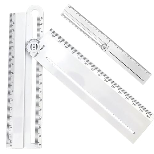 多機能角度定規 - 万能ツール交換定規、円弧を描くためのコンパス | 厚さ、フォントサイズ、平行線、幾何学、数学描画、オールインアングルツール