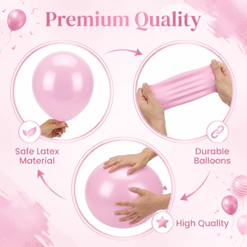 Image of Balloon Column Stand Kit with Clear Pastel Pearl Pink Balloons,Balloon Stand Kit for Floor or Table Backdrop Decoration for Party Wedding Baby Shower Birthday Graduation (Jelly Pink)