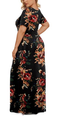 Image of LONGYUAN Women's Plus Size Maxi Dresses Summer Short Sleeve Casual Long Dress 2026 XL-6XL