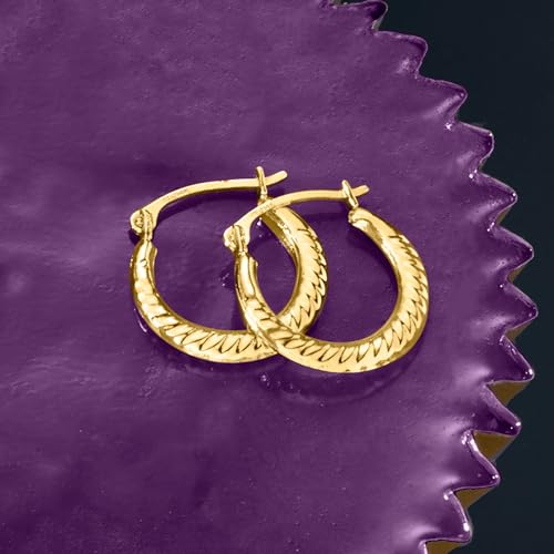 Ross-Simons 14kt Yellow Gold Small Roped Hoop Earrings3