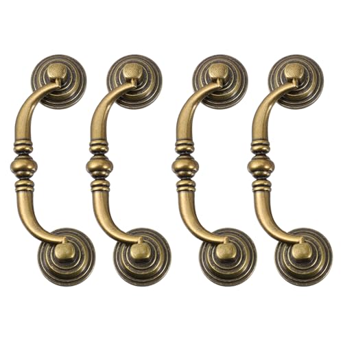 HOLIDYOYO 4 Piezas Tiradores de Cajón Vintage Estilo Europeo para Muebles Manijas de Bronce Antiguo para Armarios y Puertas Decoración de Hogar y Cocina