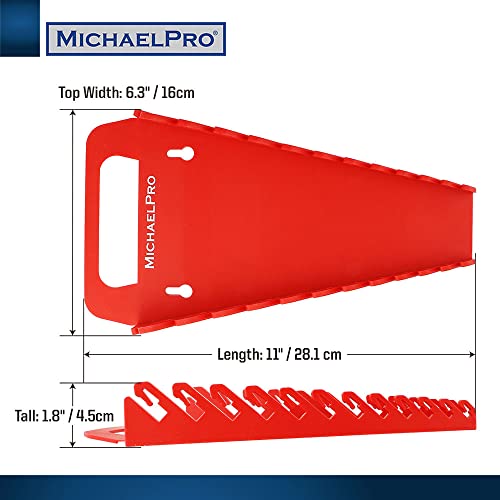 MichaelPro 12-Piece Wrench Holder with Non-Slip Slots, Red, Portable and Space-Saving, Small - Image 2