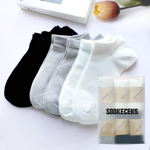 Image of 6 Pairs Ankle Socks for Women Breathable Cotton Socks Anti Slip Low Cut Soft Casual Socks