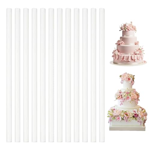 12Pcs 30Cm Cake Dowels, Food-Grade Cake Tier Supports For Tiered Cakes, Cakedowels For Tiered Cakes，Cakesupports For Tiered Cake，Reusable Caketopper S