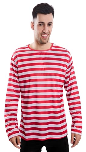 Camiseta con rayas rojas y blancas para adultos