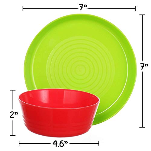 Plaskidy Kids Plastic Plates And Bowl Set - 4 Kids Bowls And 4 Kids Plates In Fun Bright Colors For Toddlers And Kids - Plastic Plates Reusable Dishwasher & Microwave Safe Bpa Free For Kids & Toddler #TOP1