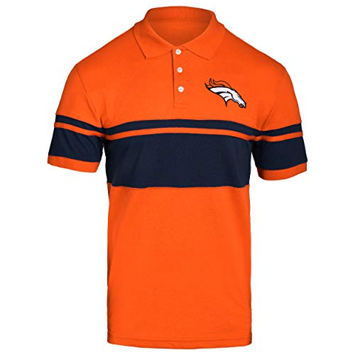 FOCO NFL Denver Broncos Football Team Logo Cotton Stripe Polo Shirt, Team Color, X-Large -  Team Beans, LLC