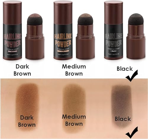 Image of Hairline Powder Stick,Pigmented Hair Shading Sponge Pen Hair Root Touch Cover Up Powder Professional Long Lasting Waterproof Hair Shadow Powder Fillers For Thinning Hair (Black), 1 Count