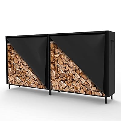 WALMANN 8ft Firewood Rack with Cover, Heavy Duty Firewood Rack With Weather Resistant 600D Oxford Fabric Cover, Indoor/Outdoor Wood Rack for Firewood