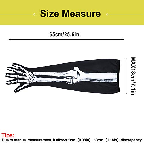Image of WTACTFUL Skeleton Gloves Men Women, Bone Halloween Long Arm Costume