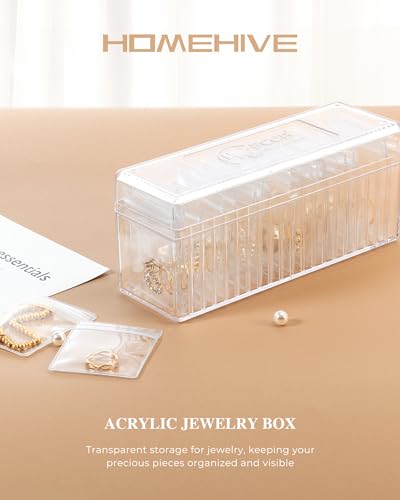 Acrylic Jewelry Box Organizer, Clear Jewelry Organizer and Storage with 20 Portable Anti Tarnish Jewelry bags, Travel Jewelry Case for Earrings/Rings/Necklaces Gifts for Women Girls, Clear - Image 3