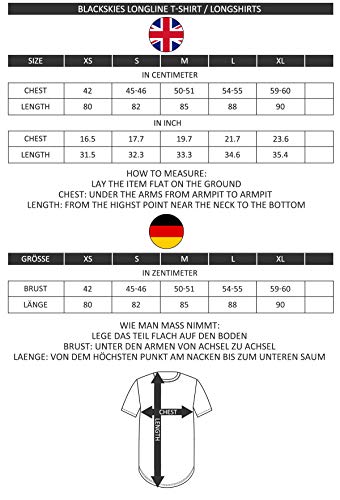 Blackskies Hero T-Shirt Gray Men's Longshirt Print Bs - Large L #TOP6