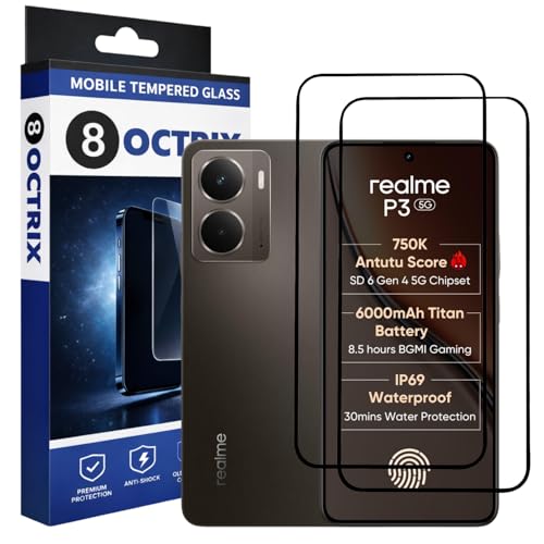 Image of Military-Grade Tempered Glass Screen Protector Compatible for Realme P3 with Edge to Edge Coverage - Case Friendly, Anti-Scratch & Bubble-Free Installation Kit (Pack Of 2)