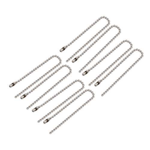 Aexit 8Pcs Stainless Lighting fixtures and controls Steel Clasp Chain Ball Keychain Silver Tone 1.5mm Dia 8cm Length