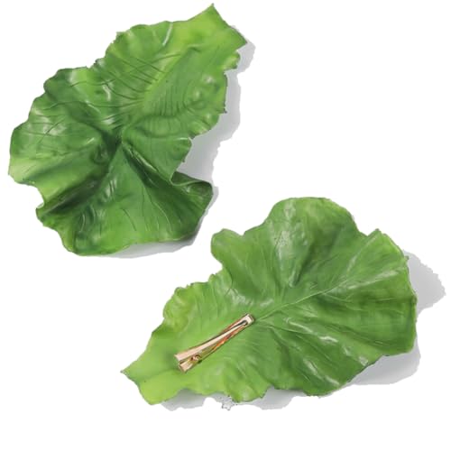 2Pcs Artificial Lettuce Leaves Hair Clips Funny Leaves Design Metal Alligator Hair Clip Decorative Side Clips Hair Pins Hair Barrettes Hair Accessories for Women, Green image 5