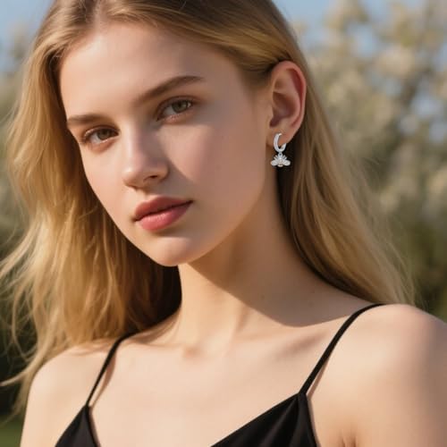 Reffeer Solid 925 Sterling Silver Bee Dangle Earrings for Women Teens Cute Bee Drop Earrings Hoop Dangle Earrings2