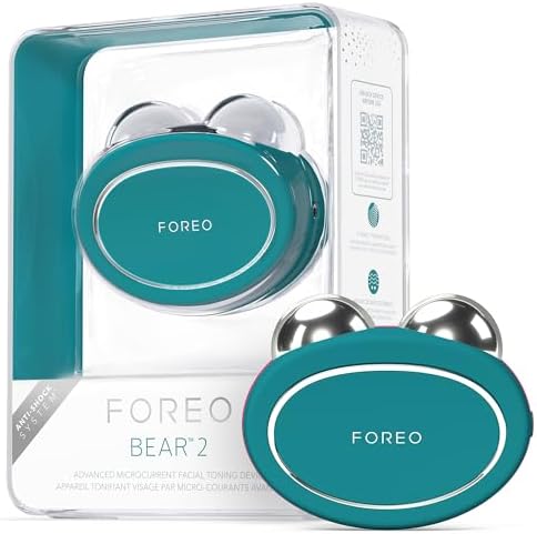 FOREO Bear 2 Advanced Lifting Toning Microcurrent Facial Device - Face Sculpting Tool - Firm and Contour - Non-Invasive - Increases Skin Care Absorption - Evergreen