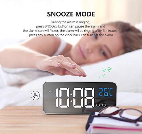 image for BlueMountain LED Digital Alarm Clock, Dual Alarm, 5 Brightness &13 Rin