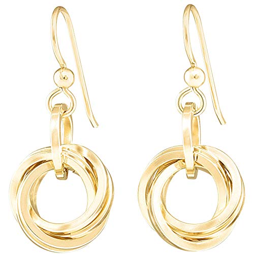 Dressy 14K Yellow Gold-Filled Love Knot Circle Dangle Earrings For Women Classy Geometric Designer Earrings For The Minimalist Mother Jewelry Gift Idea For Wife (French Wire) #TOP4