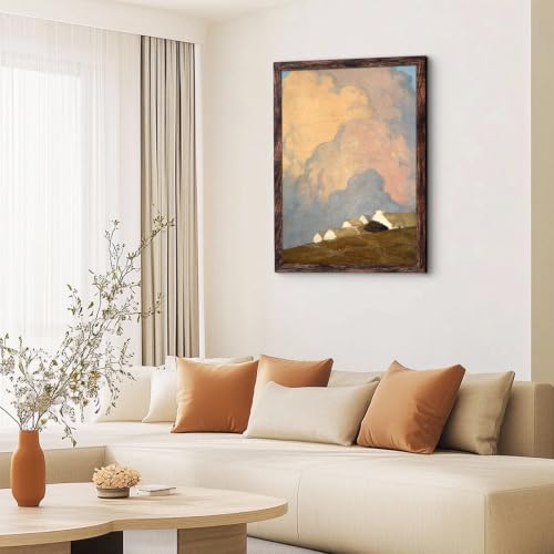 Image of BESCRCL 24x36 Poster Frame Display 24 x 36 inches, Photo Frames for Wall Hanging, Engineered Wood, Brown, 1 Pack