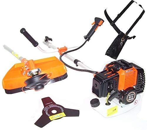 Desbrozadora de gasolina, desbrozadora 3 CV, cortacésped, cortacésped, 52 cm³, cabezal de hilo doble + 3 dientes, 55876