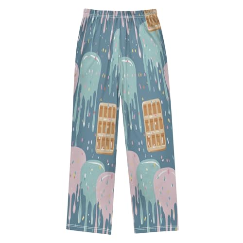 Blue Pink Waffle Pattern Pajama Pants Soft PJ Bottoms Lounge Pants for Sleepwear Sport Size 6–14 Years2