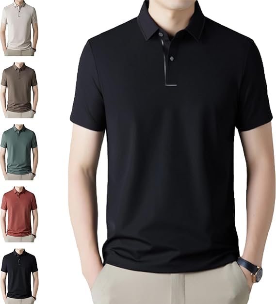 Shirts for Men, Polo Shirt, Fashion Casual Golf Shirts, Slim Fit Short Sleeve Button Polo (4XL,05)