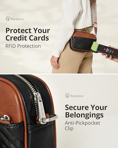 Image of Vantamo Premium Quilted Crossbody Bags for Women with Anti-Pickpocket Clip, Vegan Leather Handbags, Travel Purses for Women