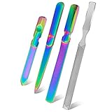 4 Pcs Diamond Nail File Set Stainless Steel Nail Files Stainless Steel Double Sided Metal Nail Files for Natural Nails Metal Sapphire Buffer File Manicure Files for Home Salon(Rainbow Color)