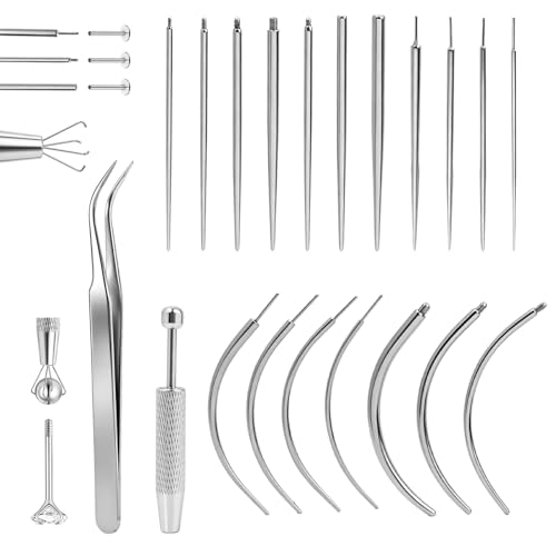Kit de pinzas para piercing con expansor conico 14G y ball grabber de nariz y lengua