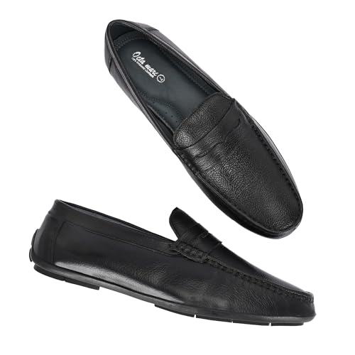 Image of Octa marc Men's Genuine Leather Loafer Shoes | Natural Rubber Sole with Soft Cushioned Insole | Classic Slip-On Design for Office, Party, Formal & Casual Wear