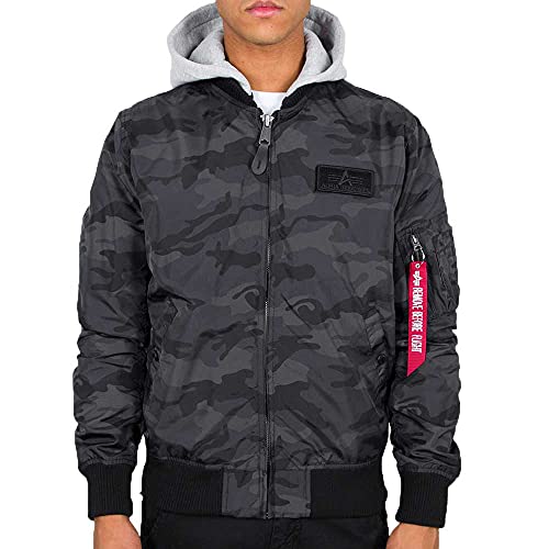Alpha Industries MA-1 TT Hood Camo Bomberjacke für Herren Black Camo – Ansicht 3