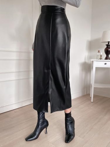 Trend Women's Summer Basic Skirt Pu Material Midi Regular Fit High Waist Plain Pencil Skirt For Beach4
