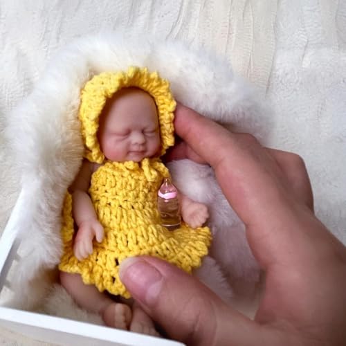 Mire & Mire 11.43 cm Miniatura Bebé Reborn Niña Muñeca Silicona Mini Realista Recién Nacido Hecha a Mano Juguete Muñeca Pequeña de Silicona Muñeca Pequeñita-3