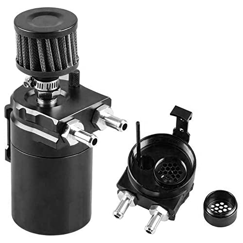 Weigudoc Aluminium Voiture Réservoir, 300ml Oil Catch Can Récupérateur d'huile Moteur, Moteur Séparateur Réservoir à Huile Pot avec Air Filtre Reniflard et Tuyau Accessoires