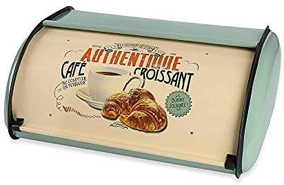 X459 Blue Metal Bread Box/Bin/kitchen Storage Containers/Home KitChen Gifts with Roll Top Lid