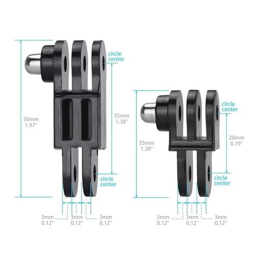Image of HSU Adjust Arm Straight Joints Mount, Long and Short Same Direction Straight Joints Mount for GoPro Hero 13 12 11 10 9 8 7 6 5 4 3 3+ 2 1, AKASO Campark and Other Action Cameras